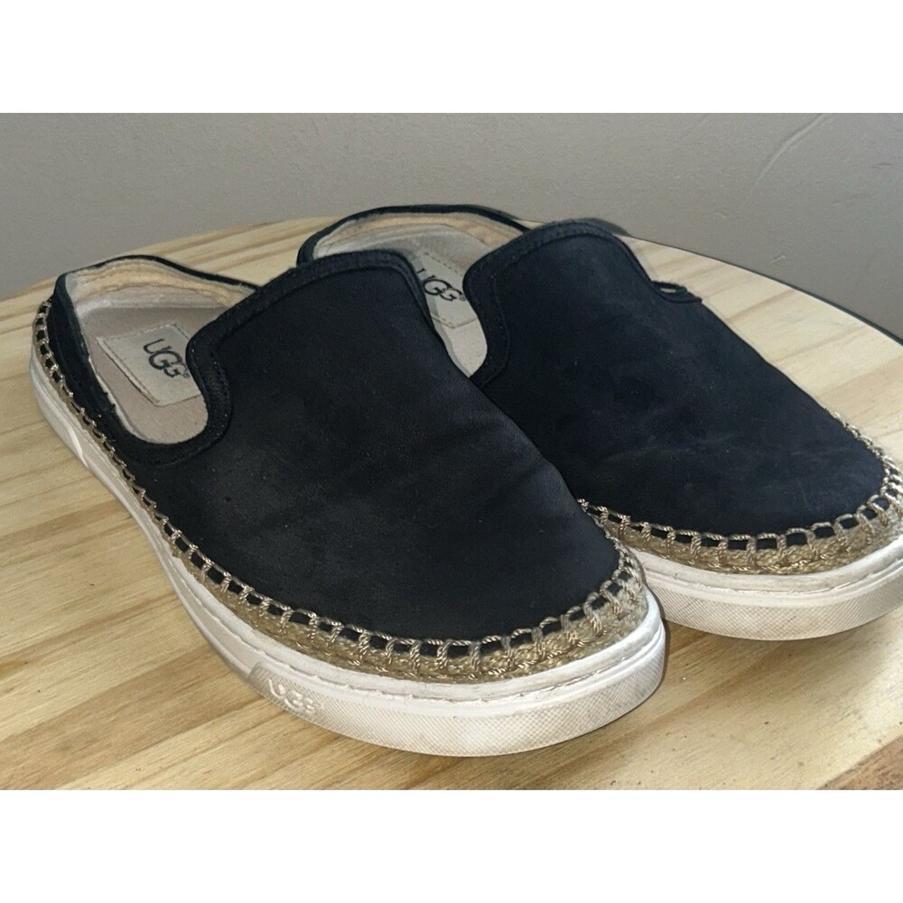 UGG slip on women’s 7 Caleel black leather espadrille Sneakers